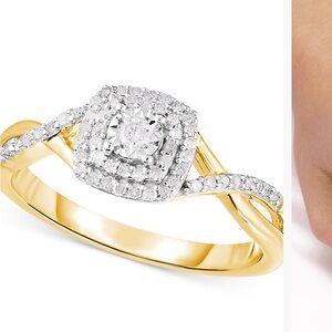 Diamond Swirled Shank Ring (1/5 ct. t.w.) in 14k Gold-Plated Sterling Silver